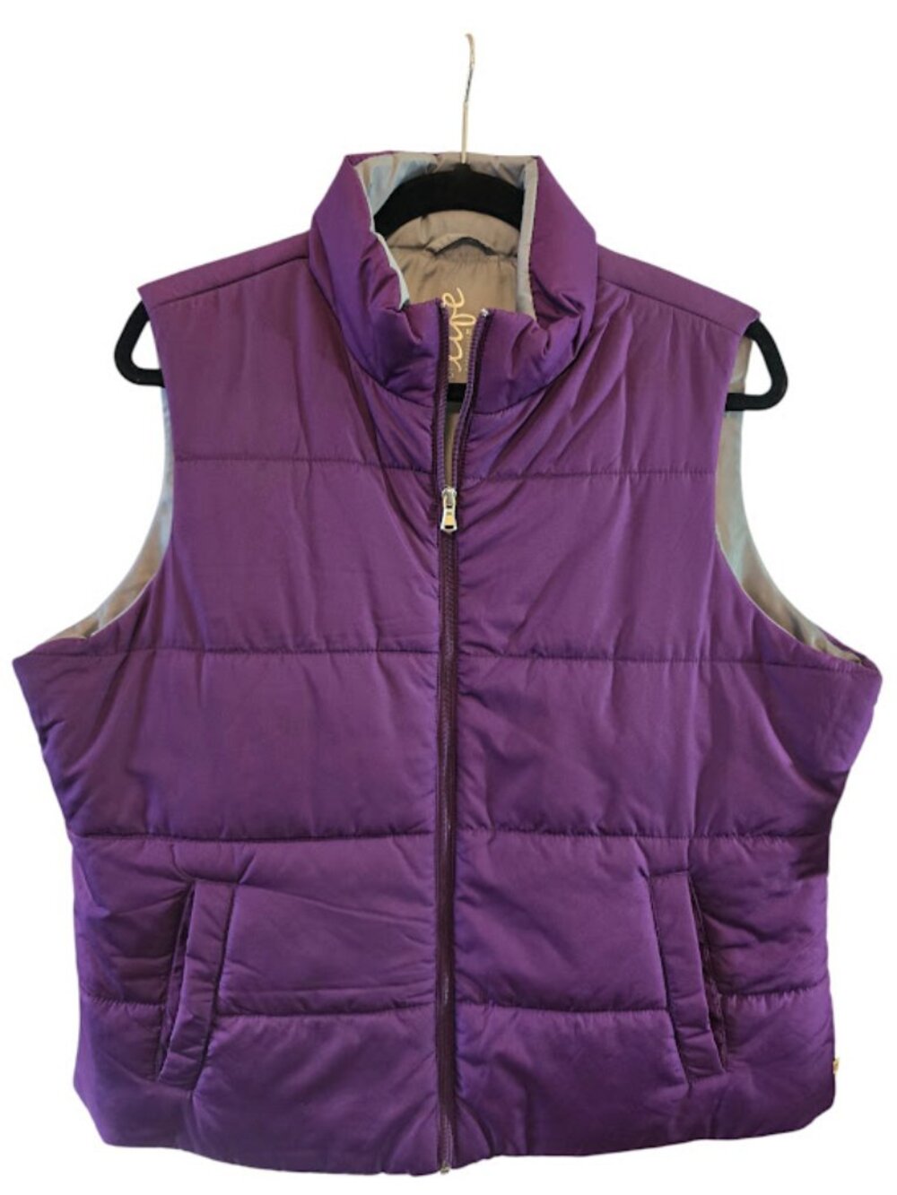Purple puffer vest Made for Life NWT size XL sleeveless quilted